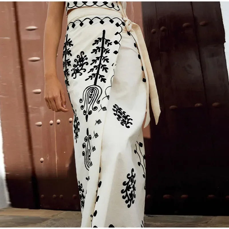Zofia - Komplet damski - Crop top i spódnica, modna dwuczęściowa kombinacja