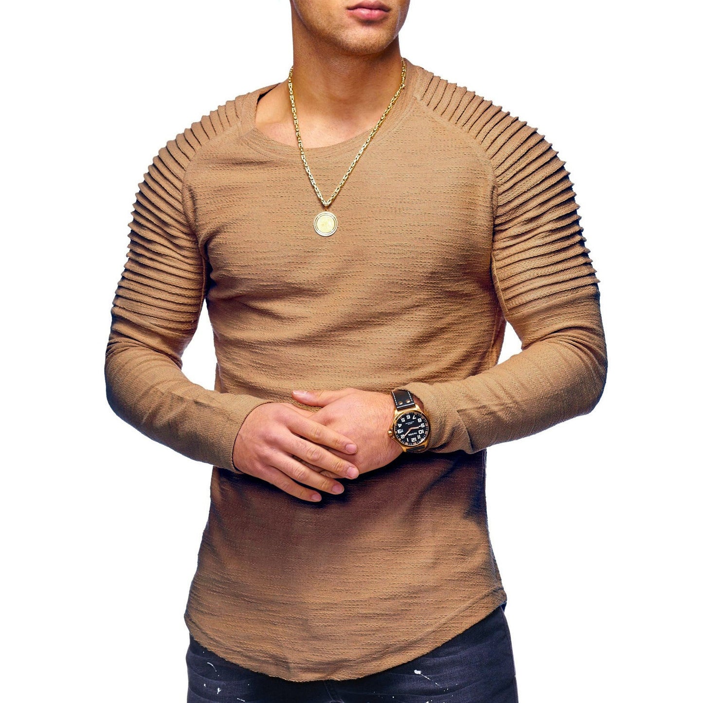 Bluza męska long sleeve bez kaptura – prążkowane rękawy, nowoczesny styl