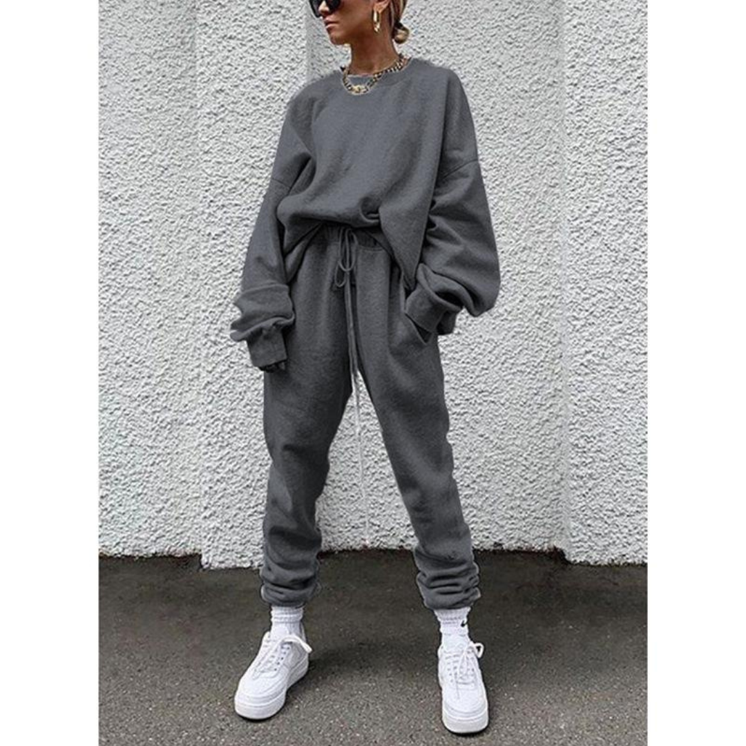 Joanna - Komplet damski elegancki - Dwuczęściowy zestaw z stylowymi detalami