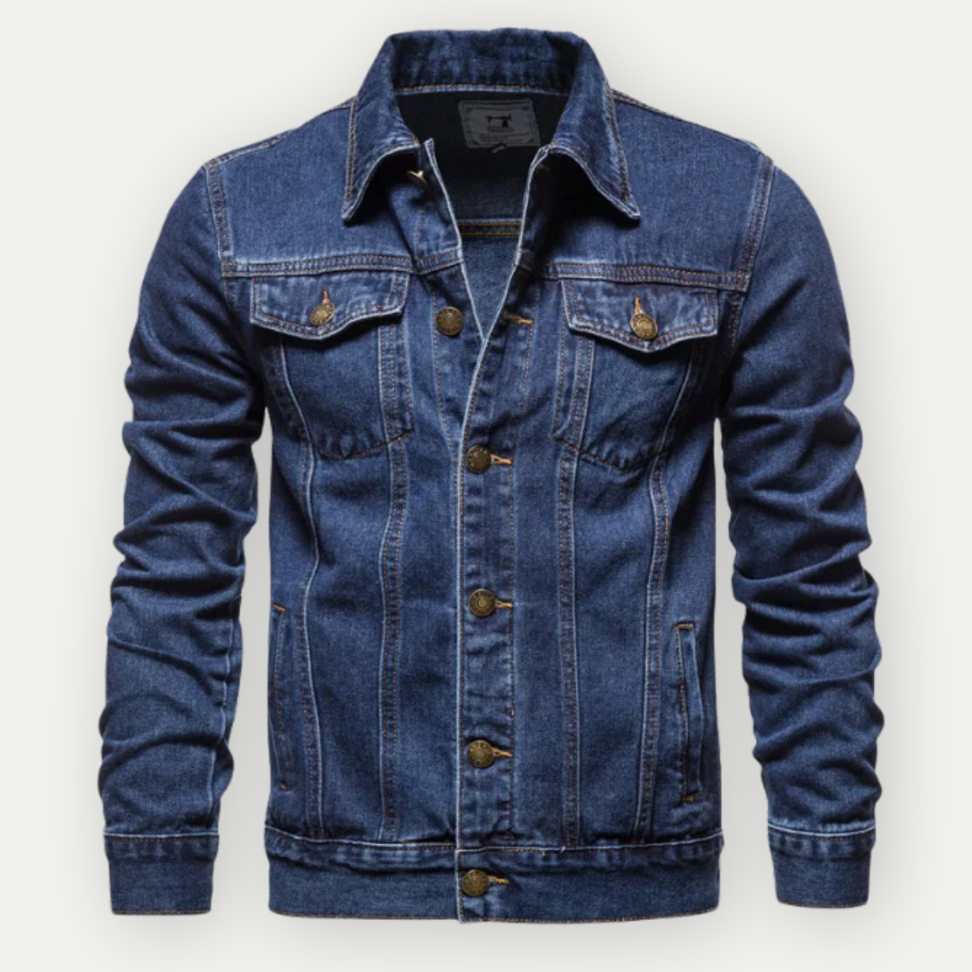 Mateusz | Kurtka męska jesień wytrzymała i stylowa z denimu o kroju trucker