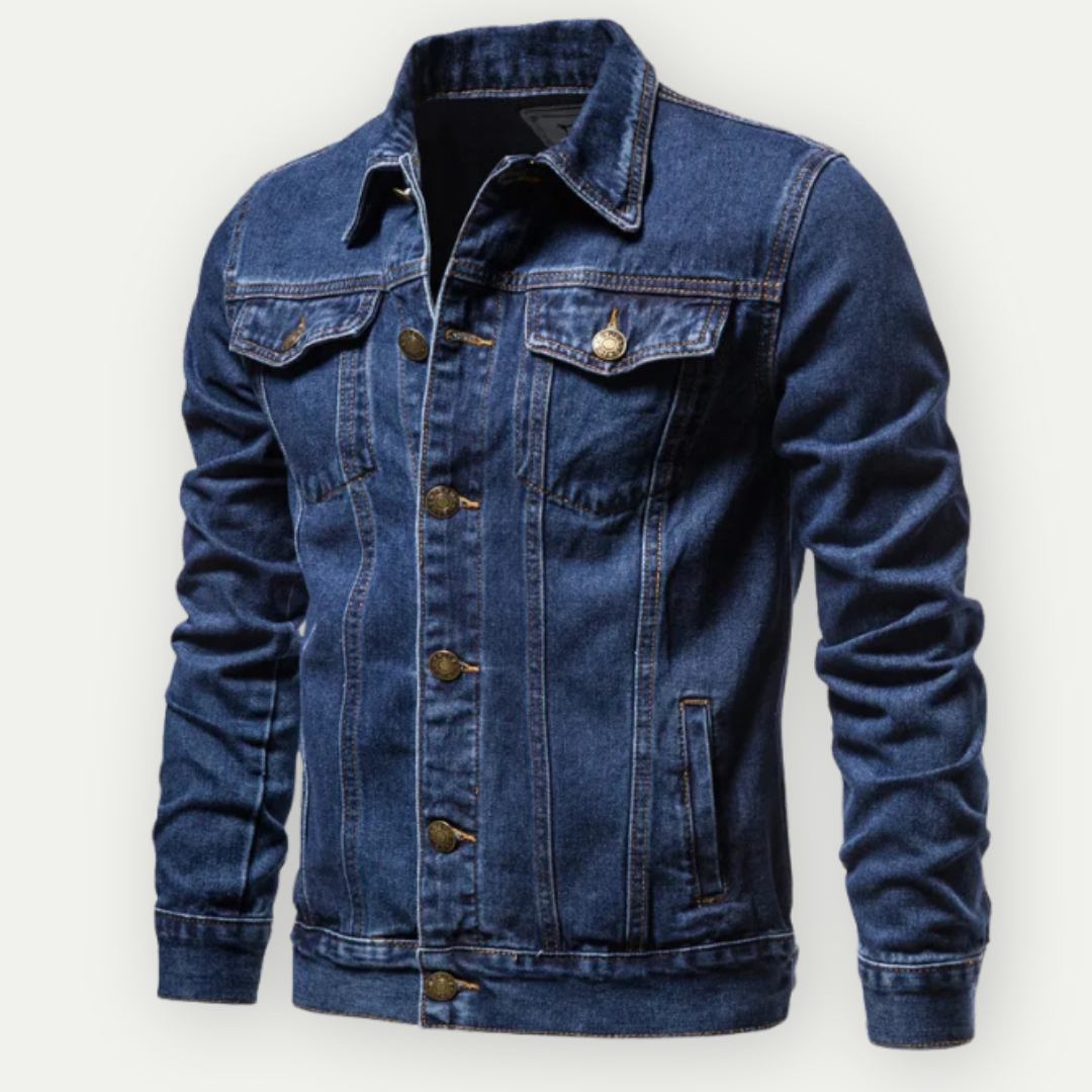 Mateusz | Kurtka męska jesień wytrzymała i stylowa z denimu o kroju trucker