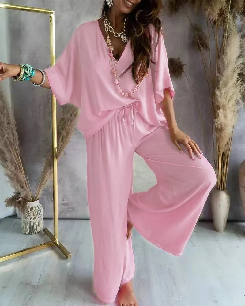 Joanna - Komplet damski oversize - Stylowy i lekki zestaw o luźnym kroju