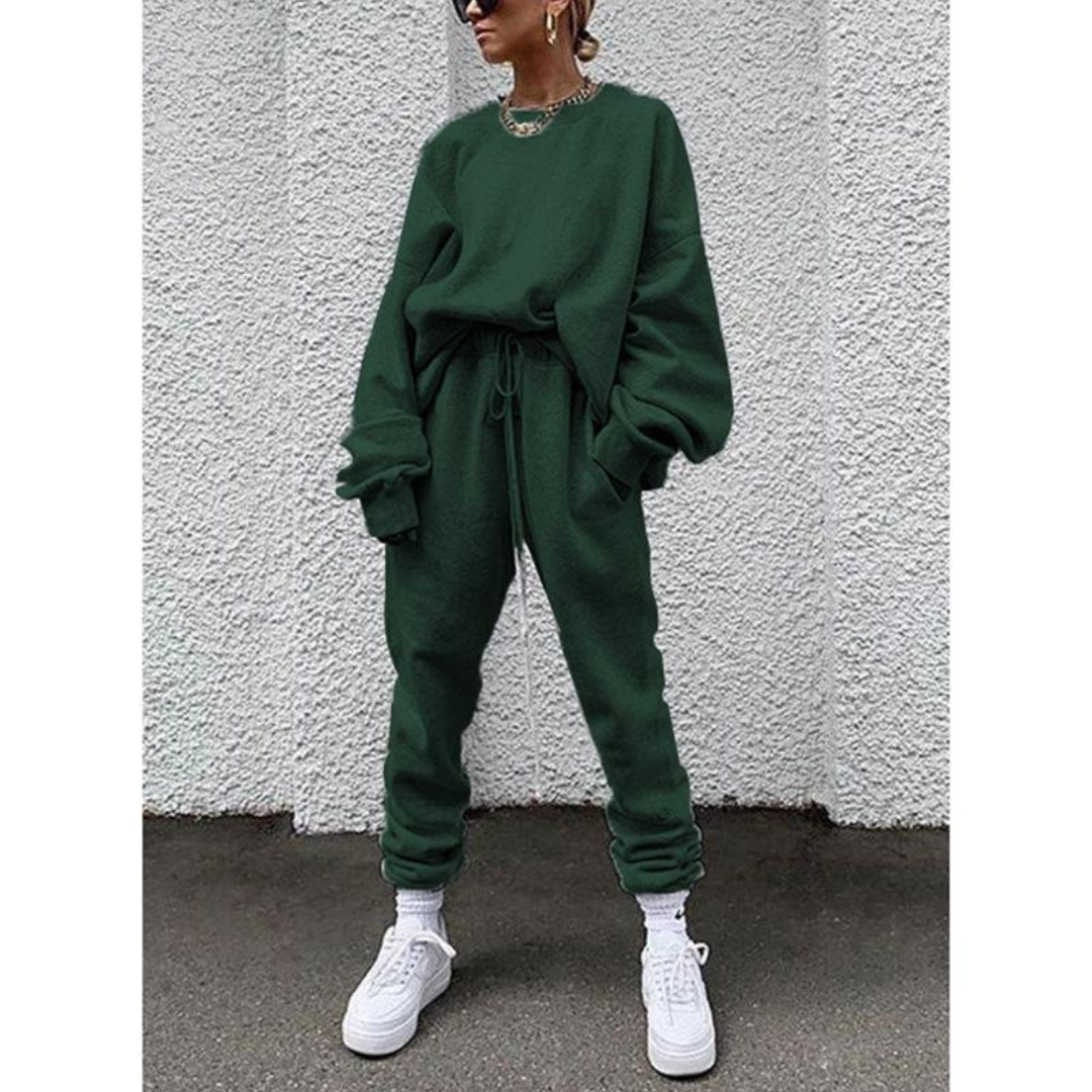 Joanna - Komplet damski elegancki - Dwuczęściowy zestaw z stylowymi detalami
