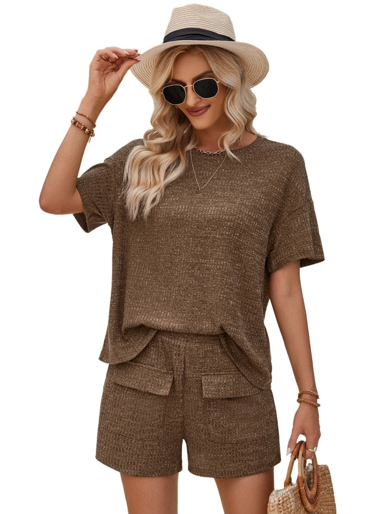 Marzena - Komplet damski 2-częściowy - Casualowy i wygodny top i szorty