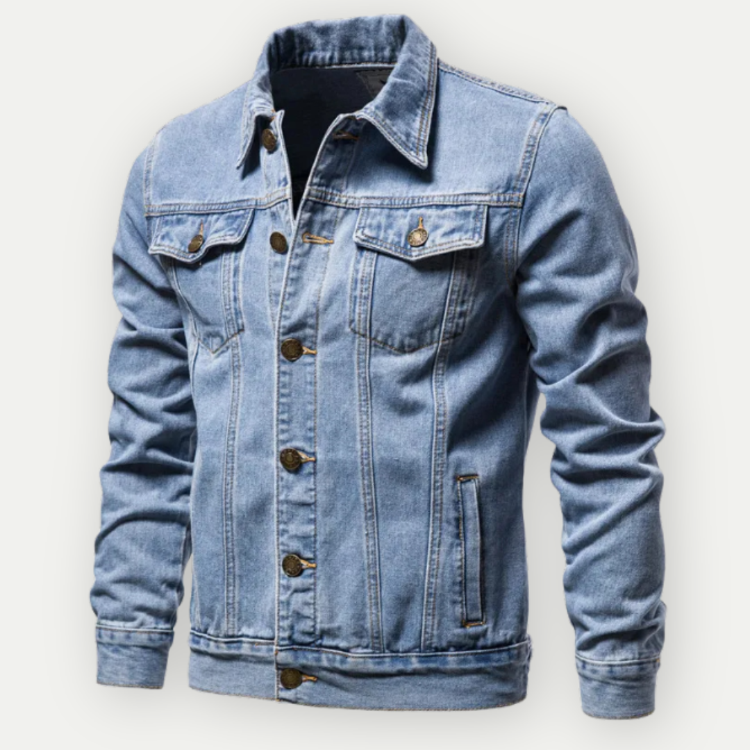 Mateusz | Kurtka męska jesień wytrzymała i stylowa z denimu o kroju trucker