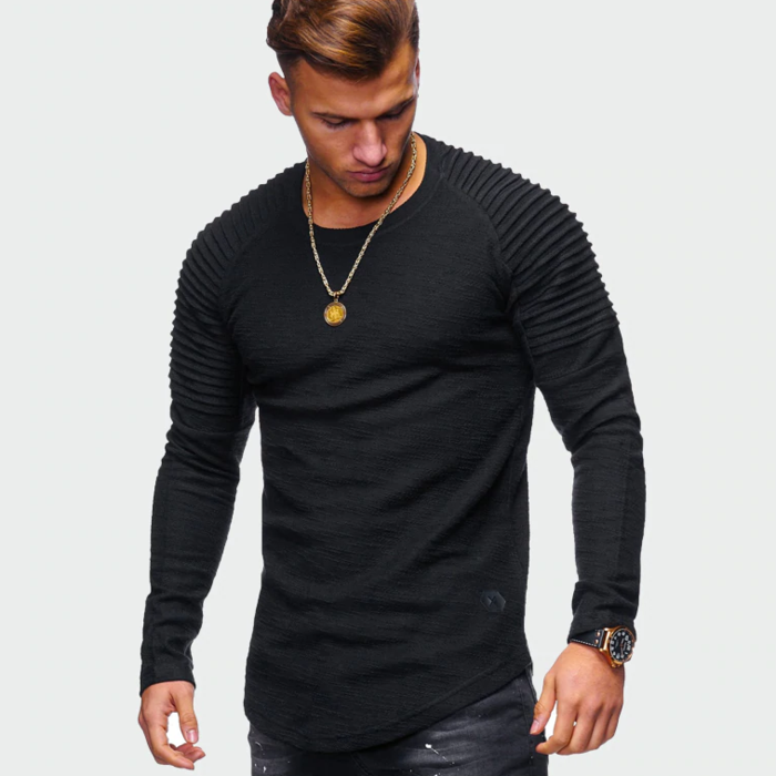 Bluza męska long sleeve bez kaptura – prążkowane rękawy, nowoczesny styl