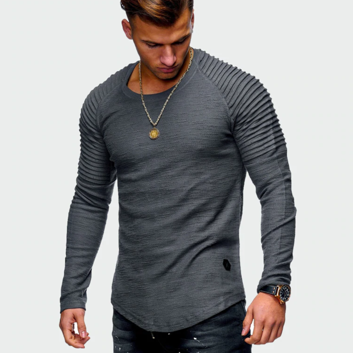 Bluza męska long sleeve bez kaptura – prążkowane rękawy, nowoczesny styl