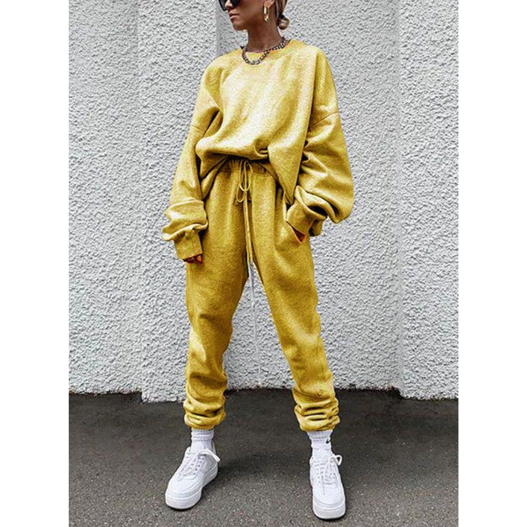 Joanna - Komplet damski elegancki - Dwuczęściowy zestaw z stylowymi detalami