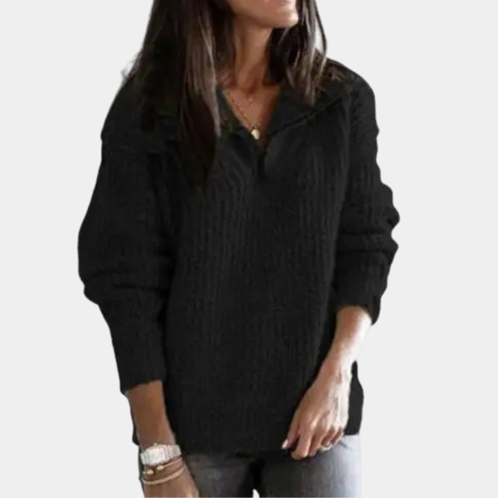 Adrianna | Sweter dla kobiet jesień miękki i elegancki z dzianiny z półzamkiem i minimalistycznym fasonem