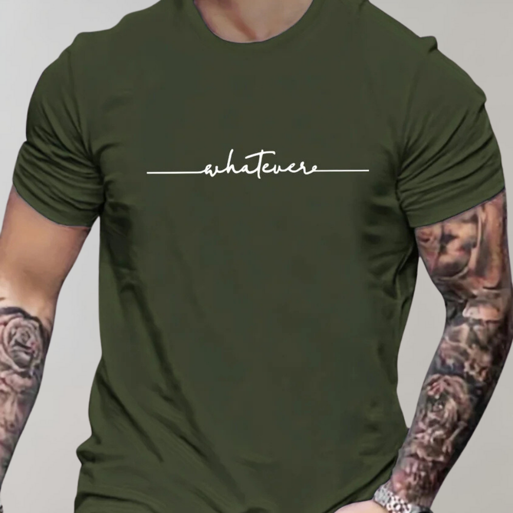 Zosimo | T-shirt męski jesień bawełna z napisem i minimalistycznym stylem o klasycznym kroju