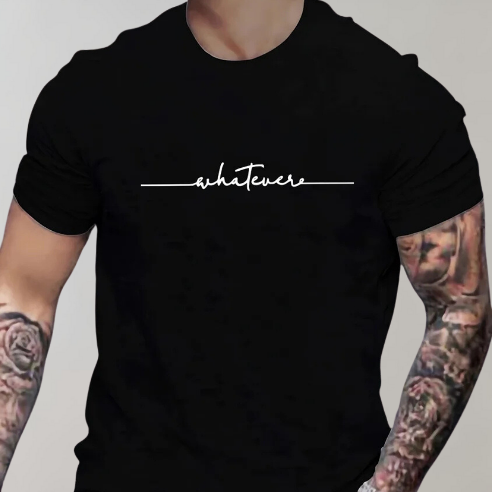 Zosimo | T-shirt męski jesień bawełna z napisem i minimalistycznym stylem o klasycznym kroju
