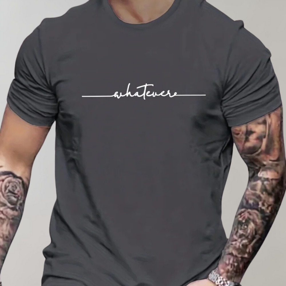 Zosimo | T-shirt męski jesień bawełna z napisem i minimalistycznym stylem o klasycznym kroju