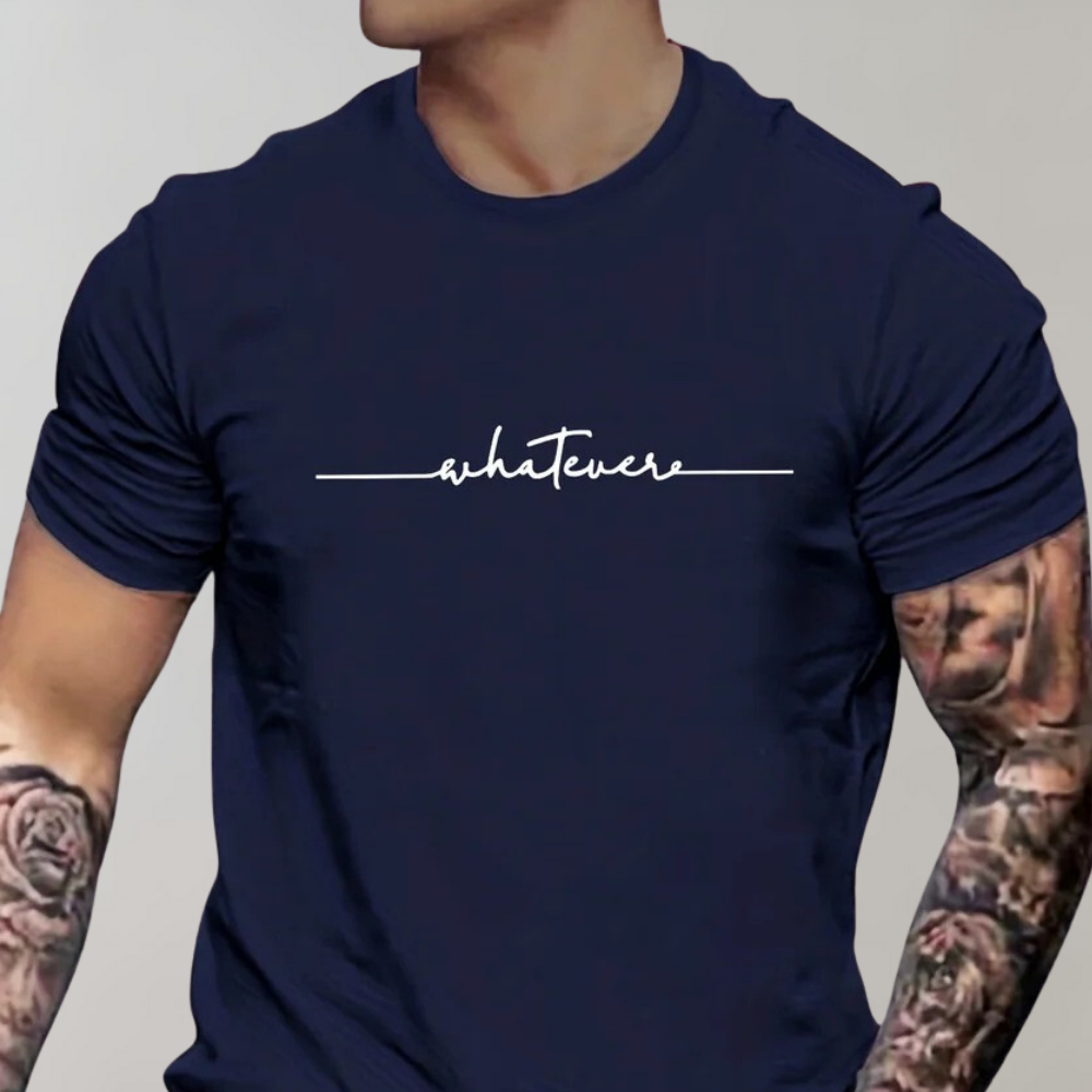 Zosimo | T-shirt męski jesień bawełna z napisem i minimalistycznym stylem o klasycznym kroju