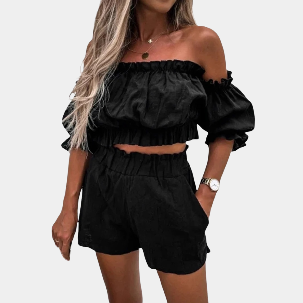 Karolina - Komplet damski letni - Lekkie szorty i top, modny wybór na lato