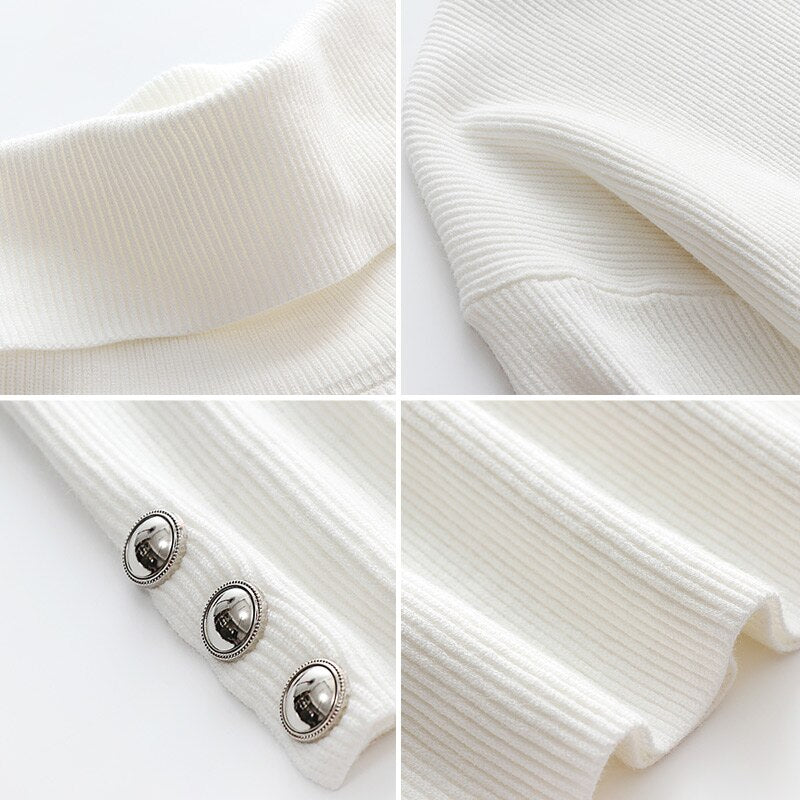 Marzena | Sweter damski zimowy z golfem i guzikami