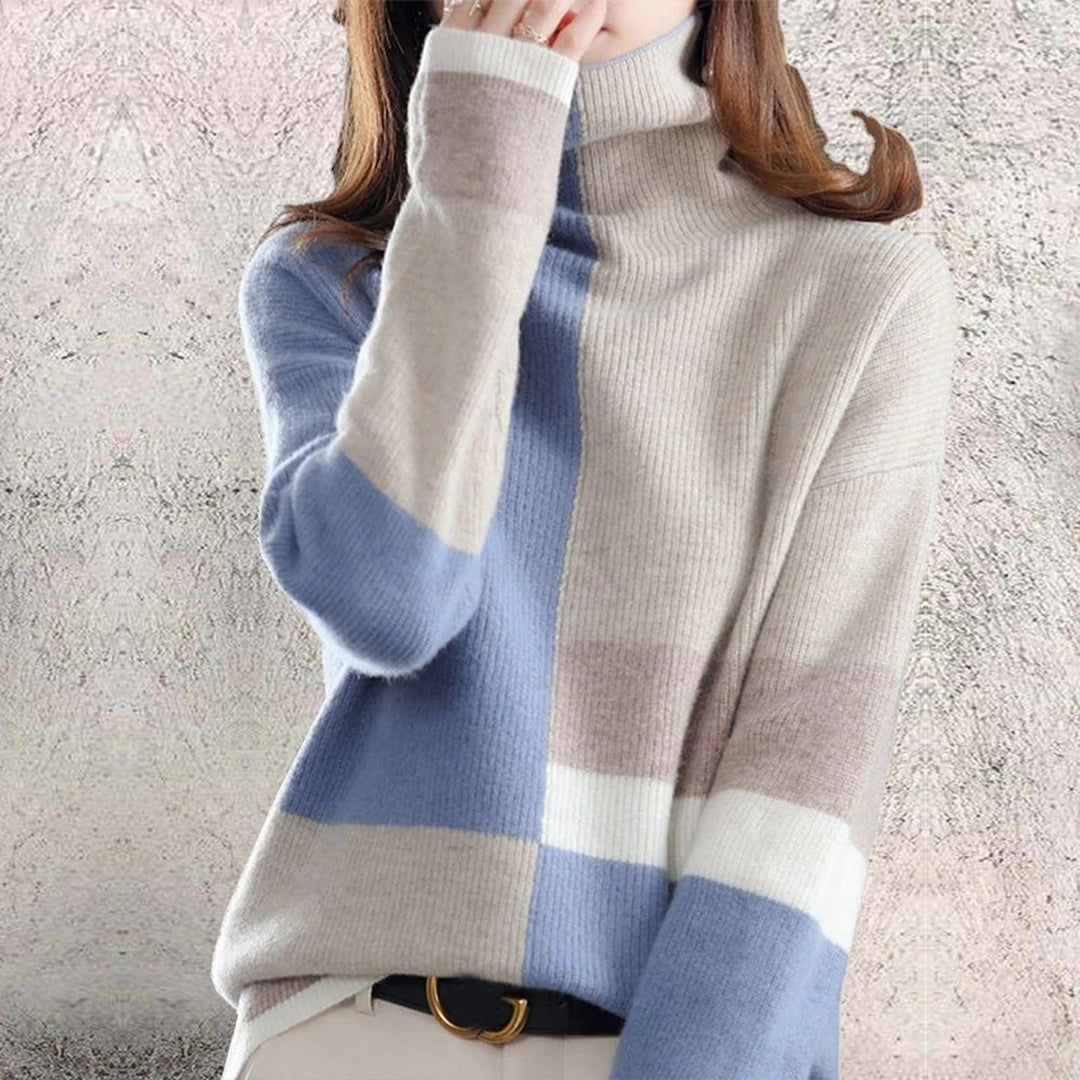 Mila | Golf damski jesień z wzorem colorblock