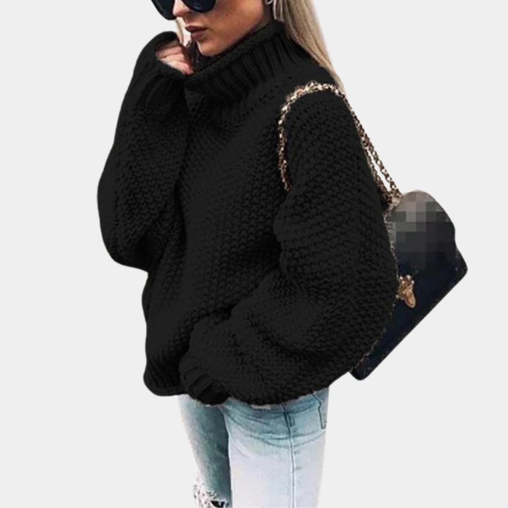 Fela | Gruby miękki sweter damski na jesień z dzianiny z golfem w oversize kroju