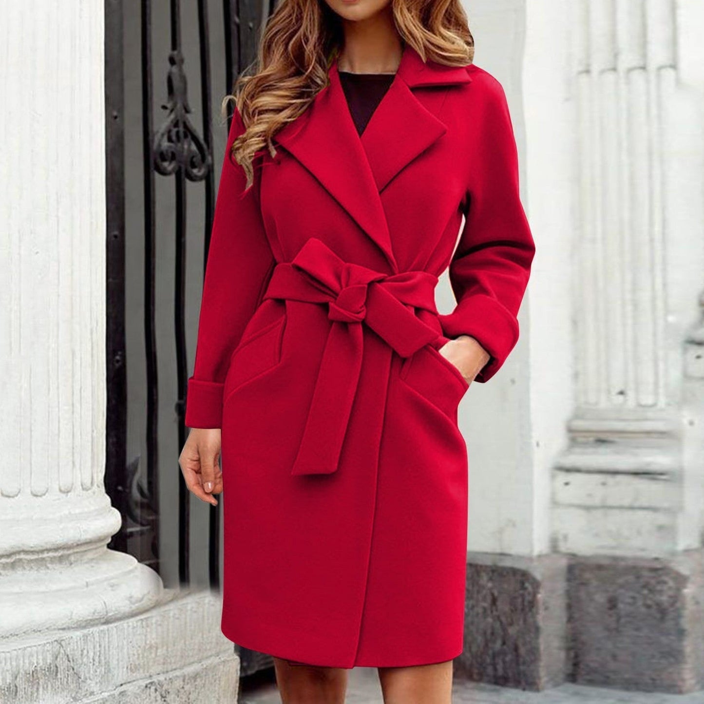 Marcelina | Płaszcz women z paskiem