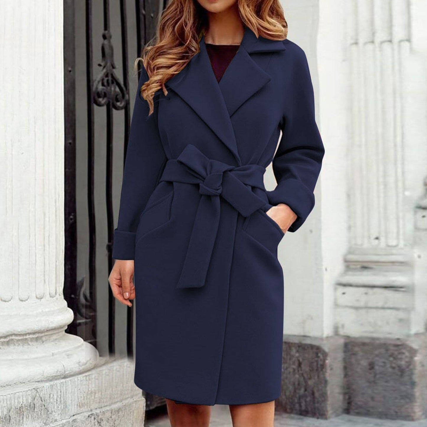 Marcelina | Płaszcz women z paskiem