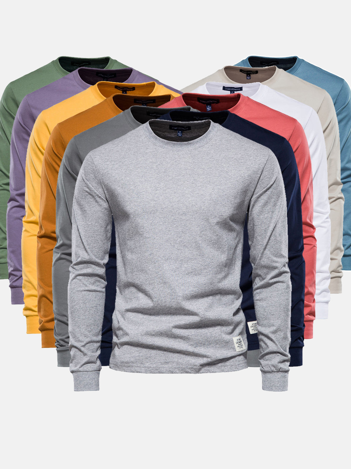 Grzegorz | Longsleeve męski jesień miękki i oddychający bawełniany z luźnym krojem