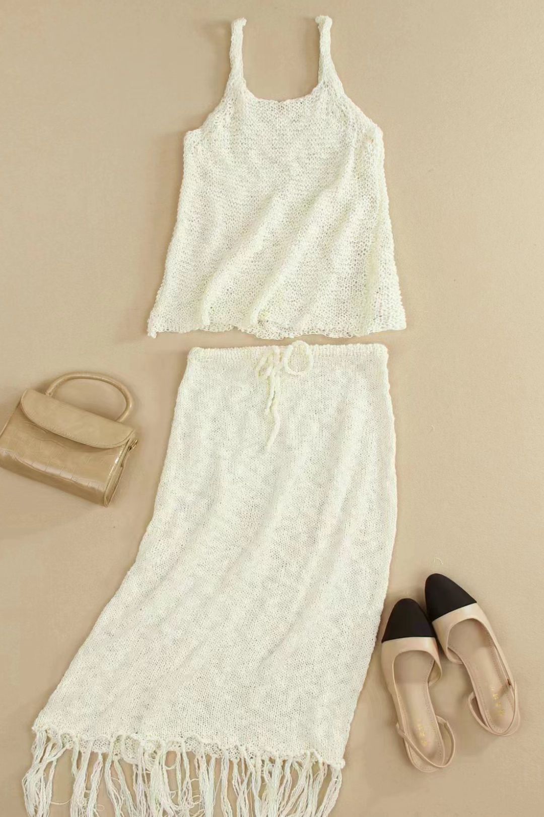 Gabriela - Komplet damski boho z dzianiny - Unikalny design w stylu boho