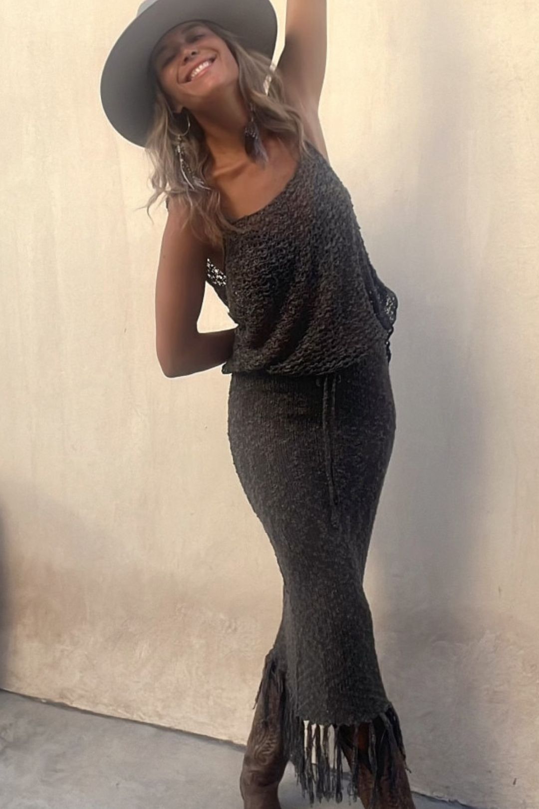 Gabriela - Komplet damski boho z dzianiny - Unikalny design w stylu boho
