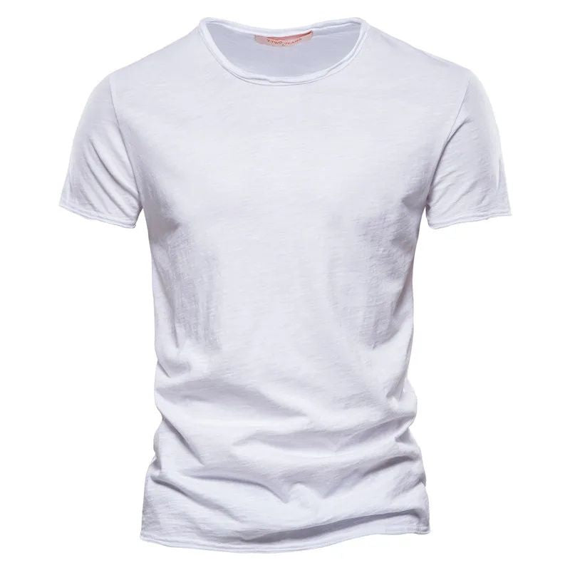 Wiktor | T-shirt męski jesień przewiewna bawełna z lekkim dopasowaniem i okrągłym dekoltem
