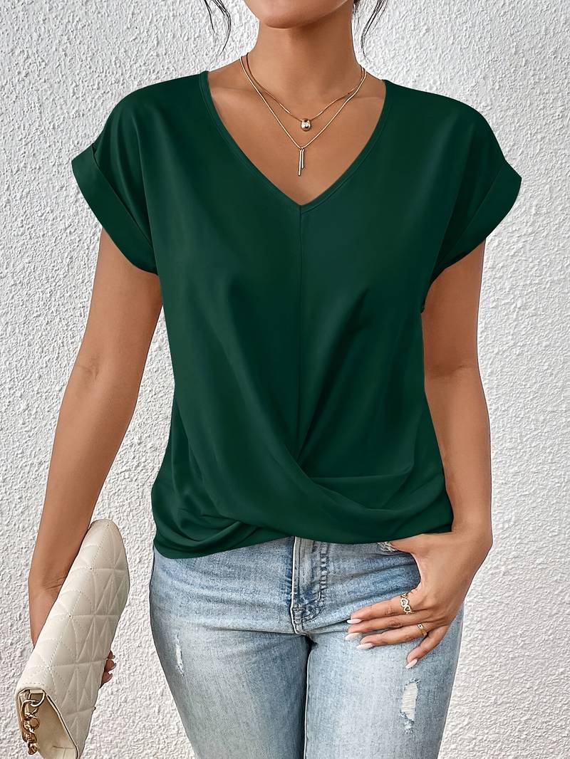 Ewelina | T-shirt dla kobiet jesień lekki przewiewny w bawełnianej mieszance z luźnym krojem