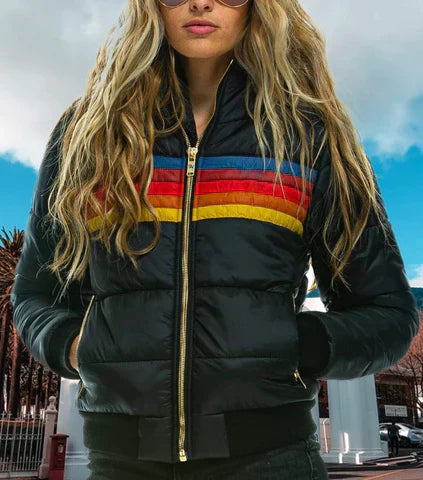 Jagoda | Pikowana kurtka damska zimowa typu bomber
