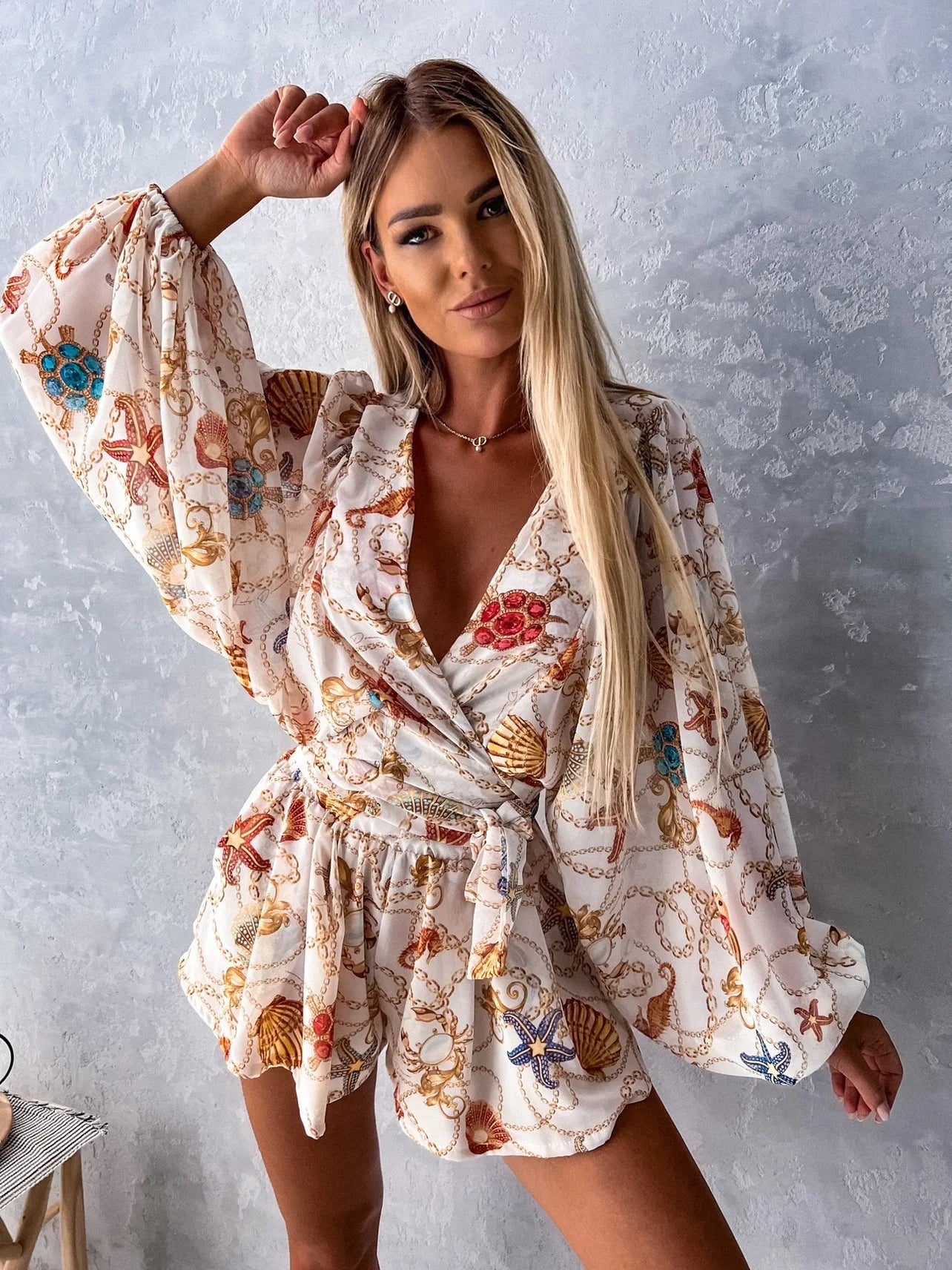Letni komplet boho z dekoltem V i luźnym krojem – swoboda i styl w jednym