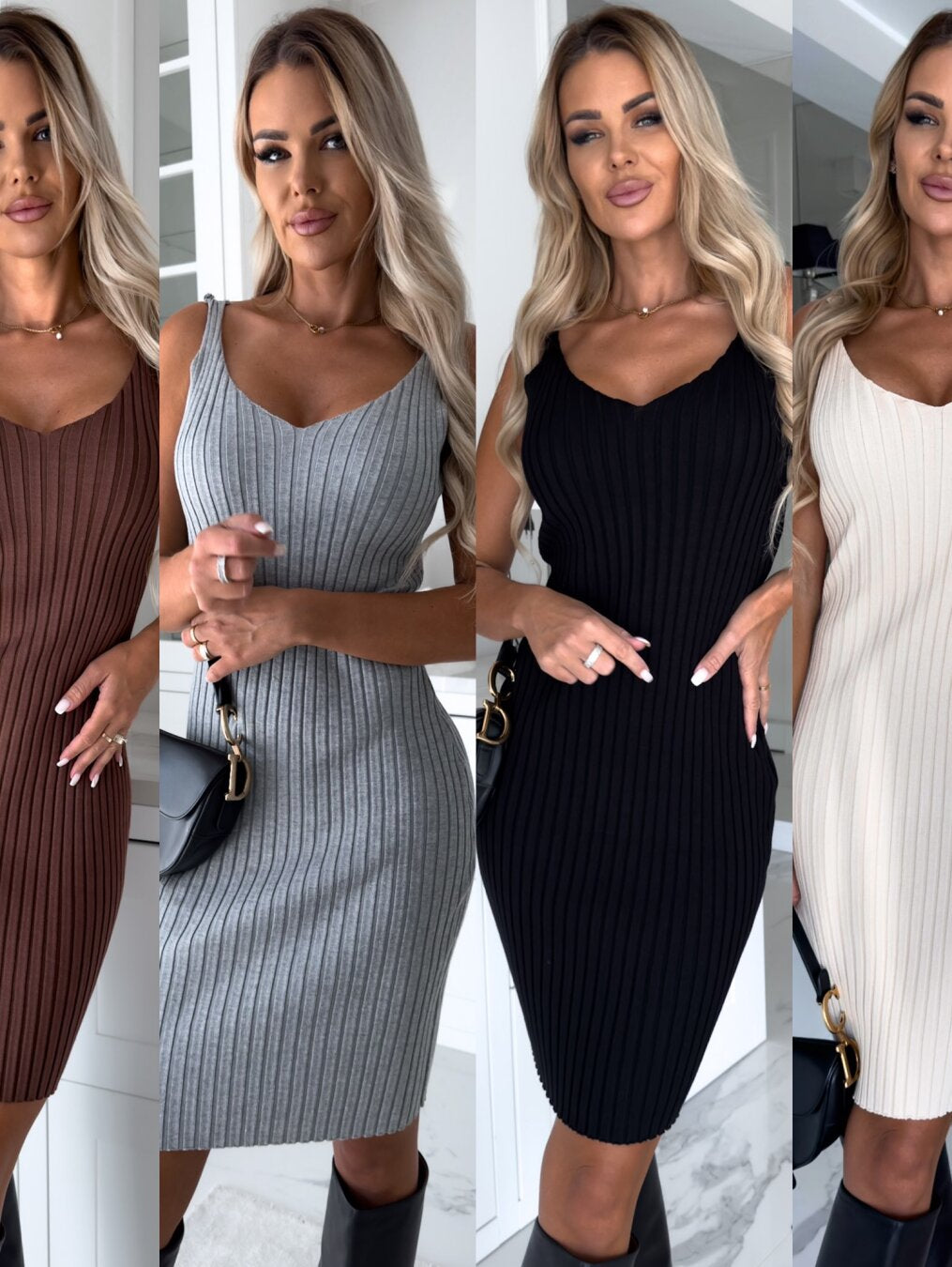 Monika - Komplet damski z sukienką i swetrem - Warstwowy styl na różne okazje