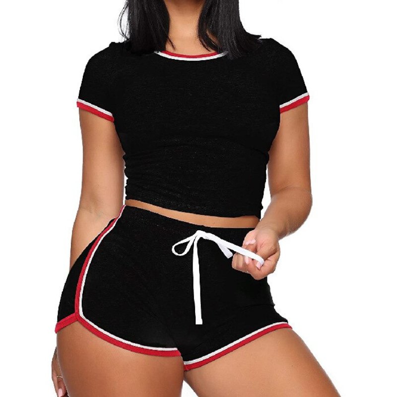 Lena - Komplet damski casual - Crop top i szorty