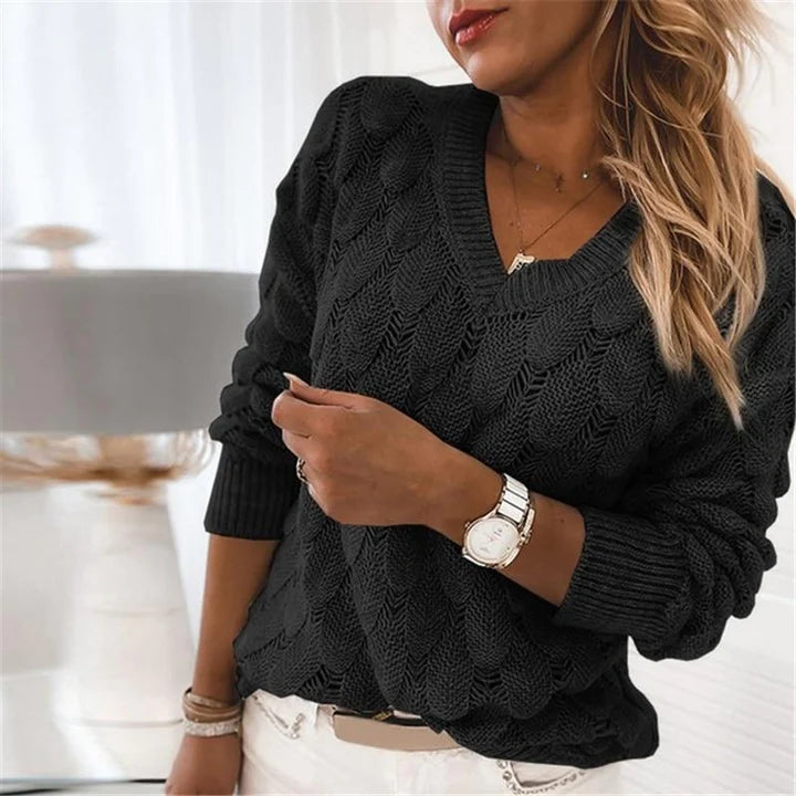 Urszula | Sweter damski z dekoltem w serek
