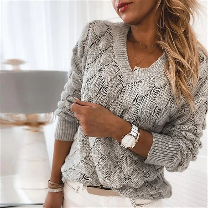 Urszula | Sweter damski z dekoltem w serek