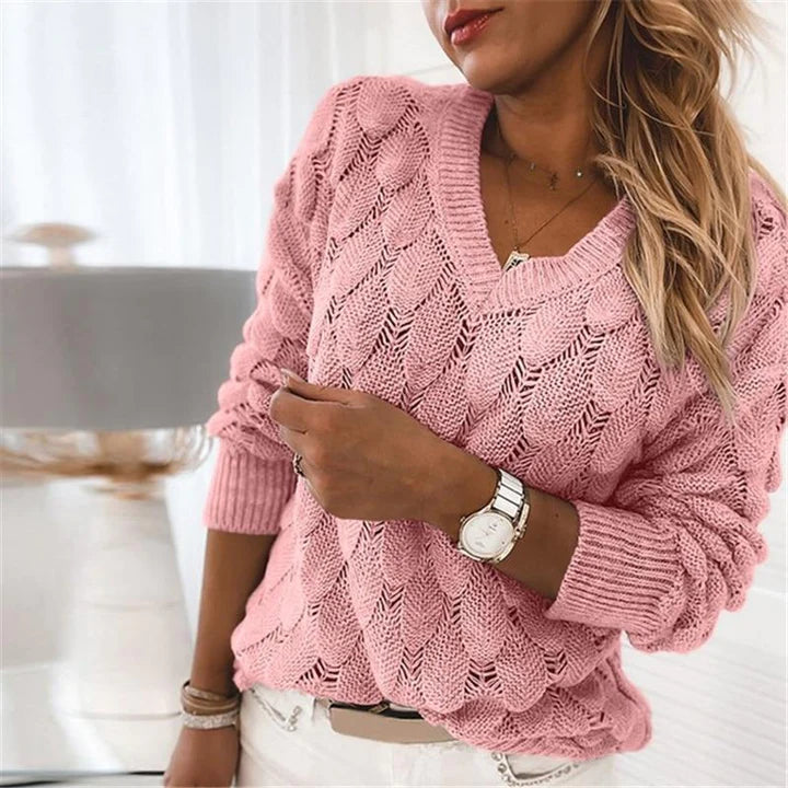 Urszula | Sweter damski z dekoltem w serek