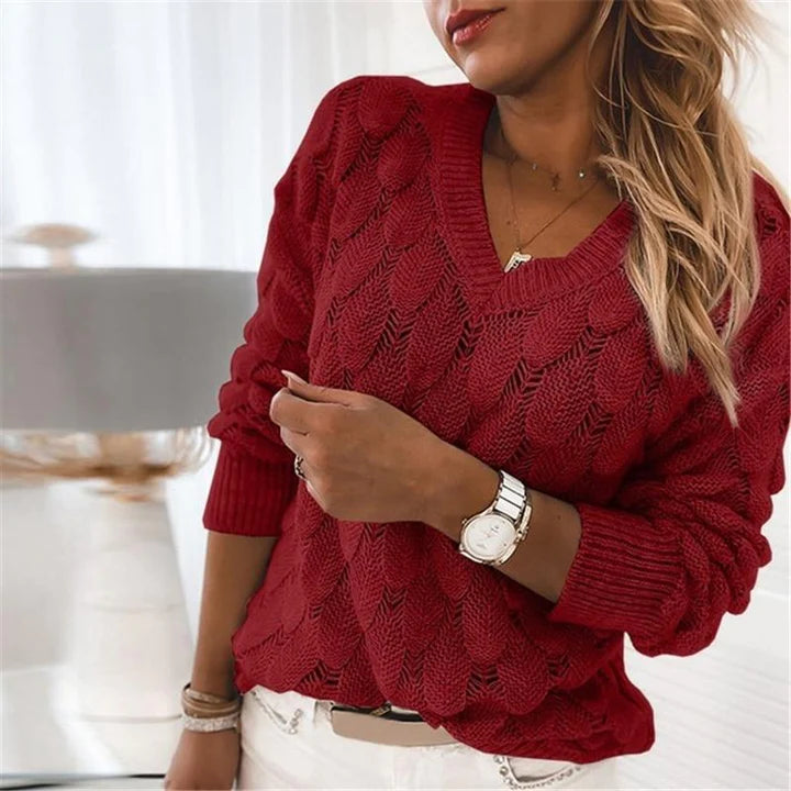 Urszula | Sweter damski z dekoltem w serek