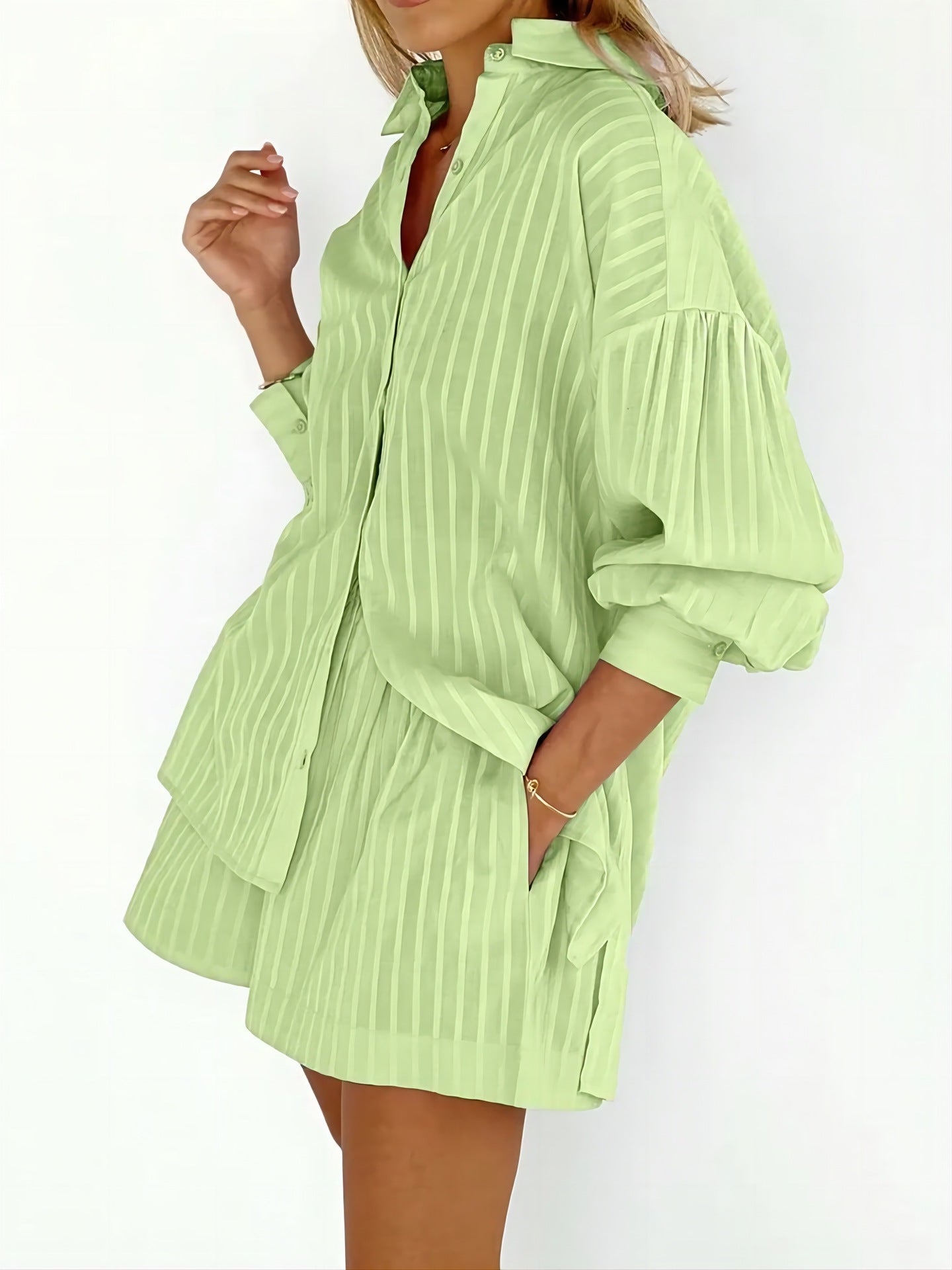Monika - Komplet damski 2-częściowy - Bluzka i spodnie w paski, modny i wygodny design