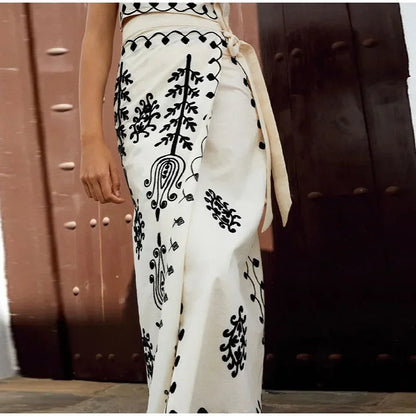 Zofia - Komplet damski - Crop top i spódnica, modna dwuczęściowa kombinacja