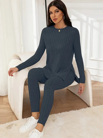 Dominika - Komplet damski 2-częściowy prążkowany - Wygodny i stylowy design