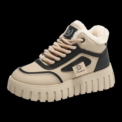 Dagmara - Wysokie Buty Zimowe z Nadrukiem Logotypu Damskie