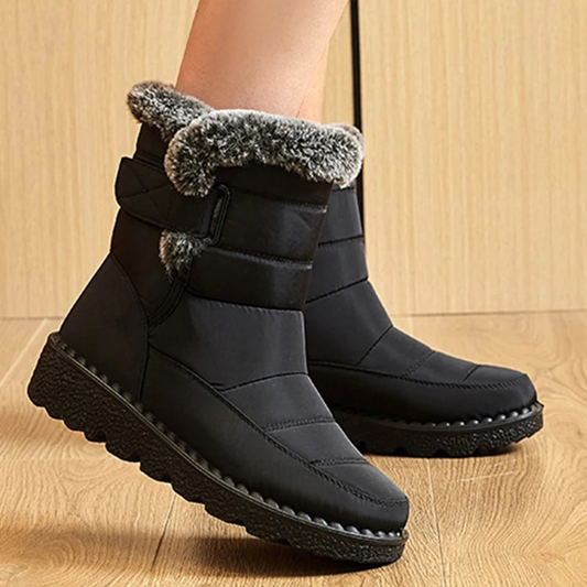 Tarcza Glamour - Damskie Botki z Futrem i Wodoodpornym Designem