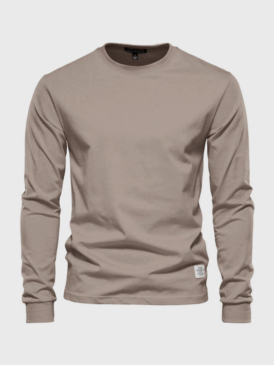Grzegorz | Longsleeve męski jesień miękki i oddychający bawełniany z luźnym krojem