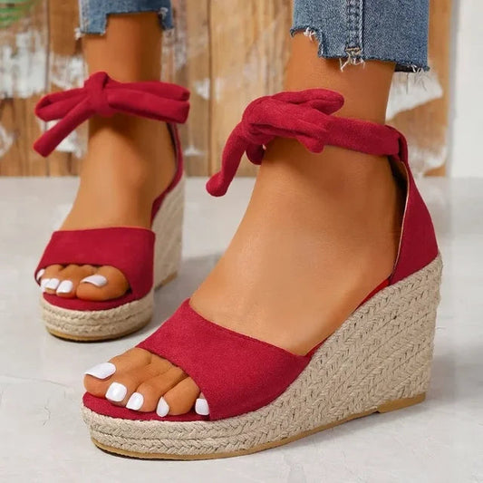 Justyna – Damskie Espadryle na Koturnie z Wiązaniem