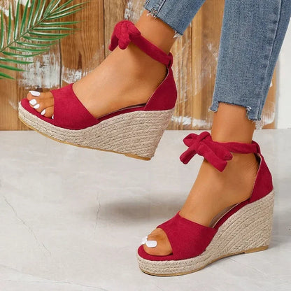 Justyna – Damskie Espadryle na Koturnie z Wiązaniem