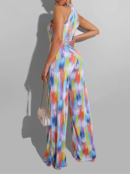 Lidia - Damski Kombinezon z Wzorem Tie-Dye