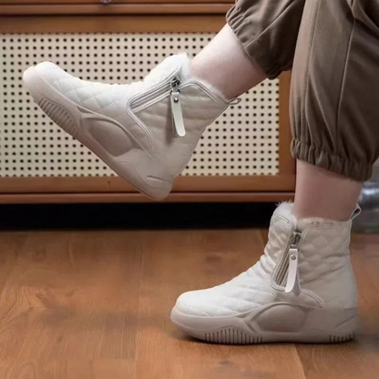 Lidia - Wzorzyste Buty Zimowe z Zamkiem Damskie