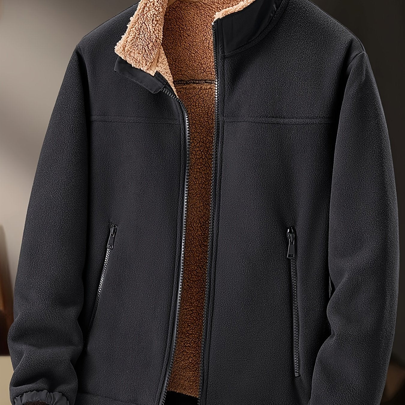 Tymon | Polarowa bluza męska z podszewką i zamkiem