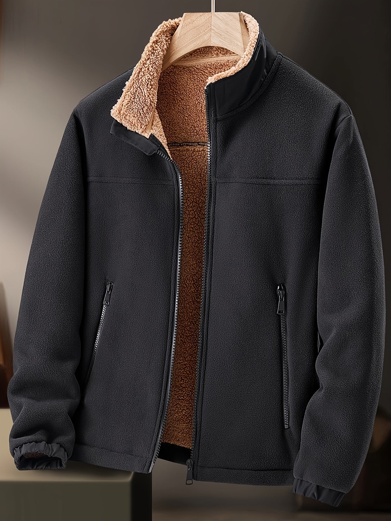 Tymon | Polarowa bluza męska z podszewką i zamkiem