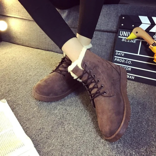 Malwina - Skórzane Wysokie Miękkie Buty Zimowe Damskie