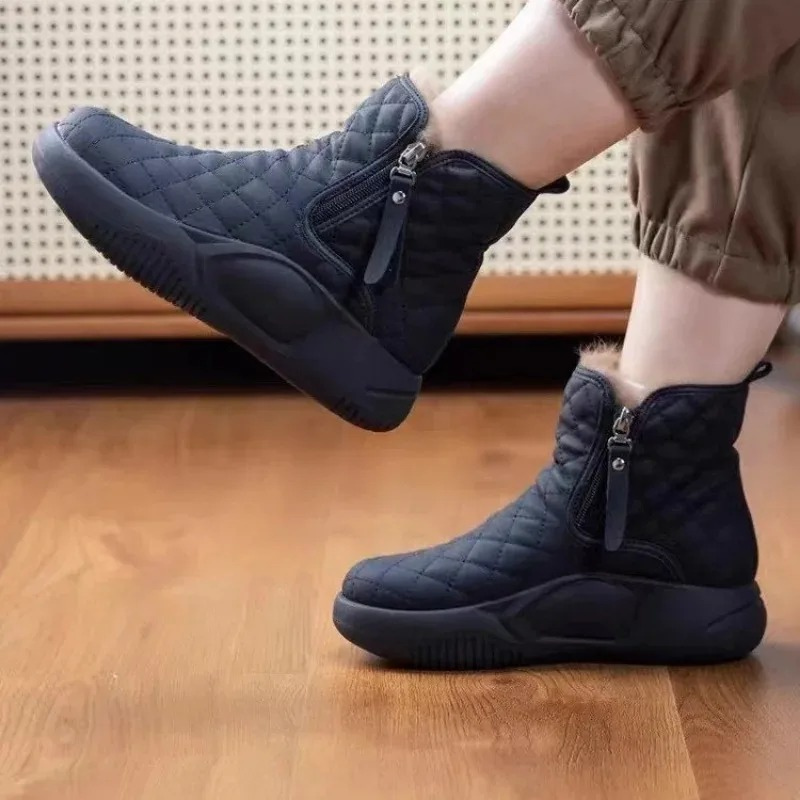 Lidia - Wzorzyste Buty Zimowe z Zamkiem Damskie